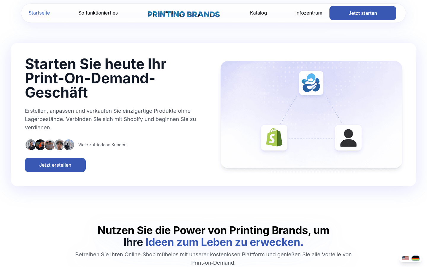 POD Platform homepage snapshot