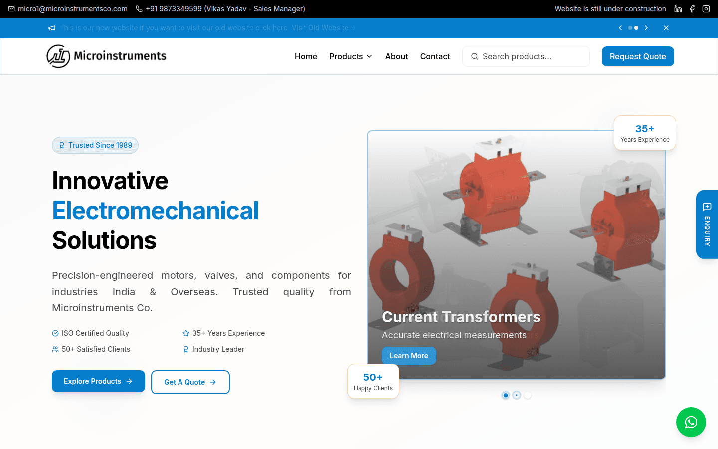 Microinstruments homepage snapshot