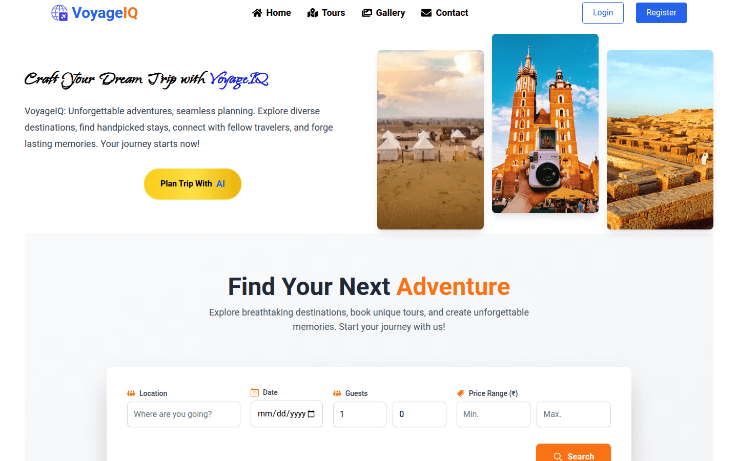 VoyageIQ live site snapshot